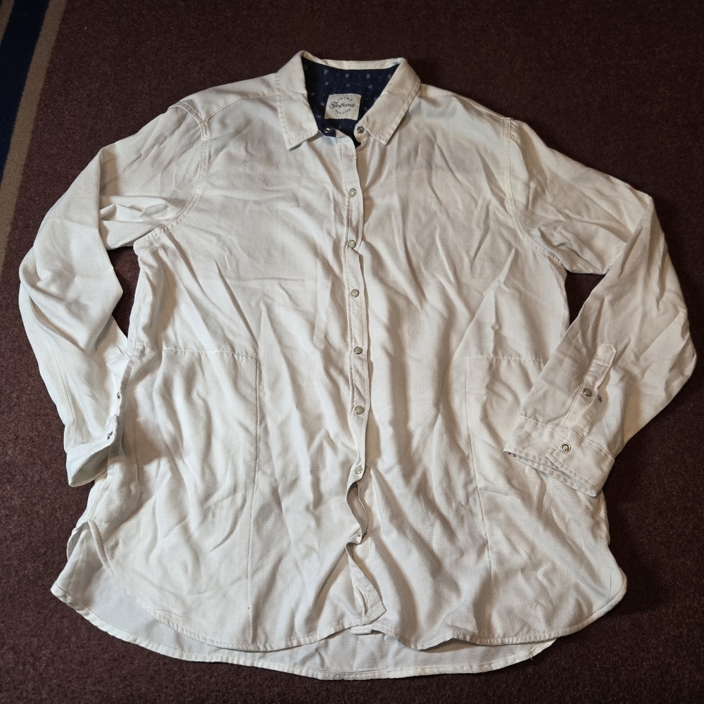 Jachs Girlfriend Super Soft Feel Flannel In Cream Size XXL Pearl Snap Front